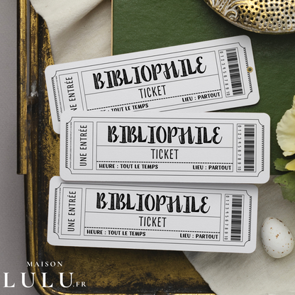 Marque-page ticket, Signet Bibliophile