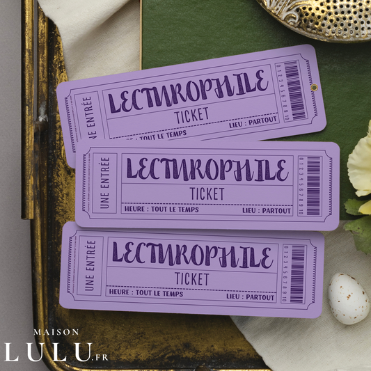 Marque-page ticket, Signet Admission pour Lecturophile