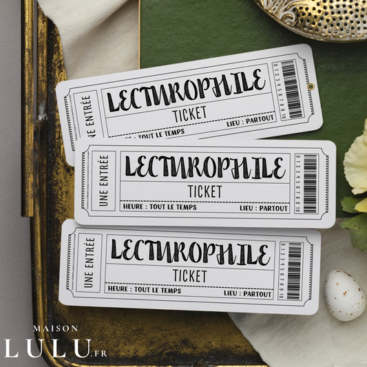 Marque-page ticket, Signet Admission pour Lecturophile