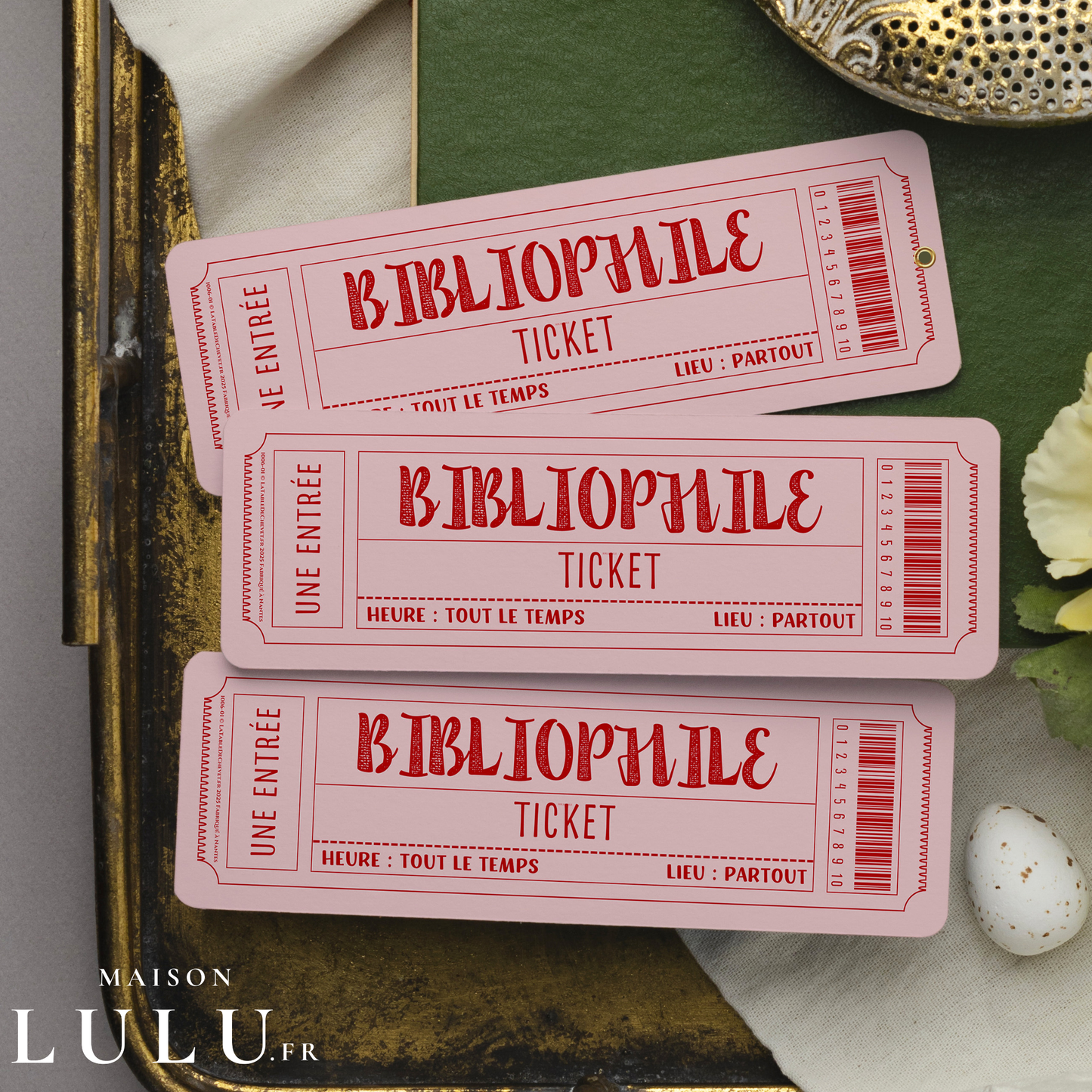 Marque-page ticket, Signet Bibliophile